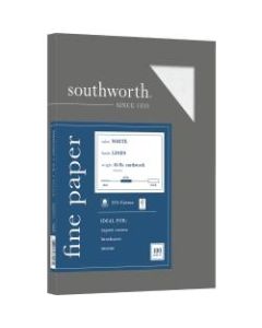 Southworth 25% Cotton Linen Cover Stock, 8 1/2in x 11in, 65 Lb, FSC Certified, 55% Recycled, White, Pack Of 100