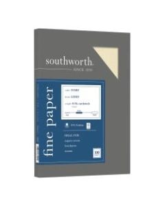 Southworth 25% Cotton Linen Cover Stock, 8 1/2in x 11in, 65 Lb, FSC Certified, 55% Recycled, Ivory, Pack Of 100