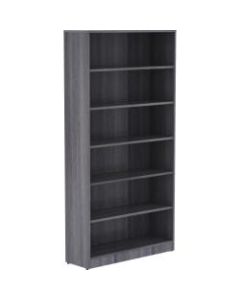Lorell 72inH 6-Shelf Bookcase, Weathered Charcoal