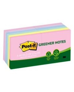 Post-it Notes Greener Notes, 3in x 3in, 100% Recycled, Helsinki, Pack Of 12 Pads