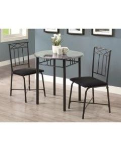 Monarch Specialties 30in Round Marble-Top Table With 2 Bistro Chairs, Gray/Black
