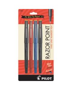 Pilot Razor Point Marker Pen, Extra Fine Point, 0.3mm, Assorted Colors, Pack Of 4