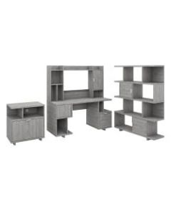 kathy ireland Home by Bush Furniture Madison Avenue 60inW Computer Desk With Hutch/Lateral File Cabinet/Bookcase, Modern Gray, Standard Delivery