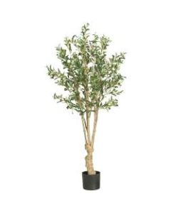 Nearly Natural 5ftH Silk Olive Tree With Pot, Green