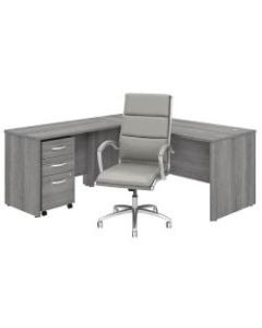 Bush Business Furniture Studio C 72inW L-Shaped Desk With Mobile File Cabinet And High-Back Office Chair, Platinum Gray, Standard Delivery