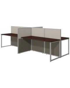 Bush Business Furniture Easy Office 60inW 4-Person Cubicle Desk Workstation With 45inH Panels, Mocha Cherry/Silver Gray, Standard Delivery