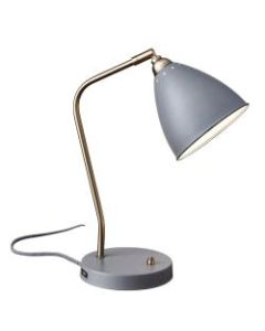 Adesso Chelsea Desk Lamp, 21inH, Gray Shade/Gray Base