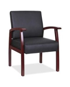 Lorell Wood Bonded Leather Guest Chair, Black/Mahogany