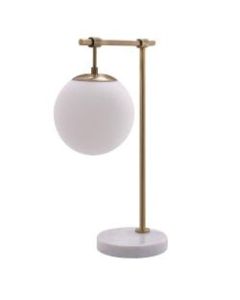 Southern Enterprises Lynah Table Lamp, 21-1/4inH, Frosted White Shade/White Marble Base