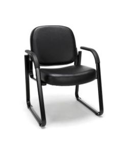 OFM Deluxe Anti-Microbial Vinyl Guest Chair, Black