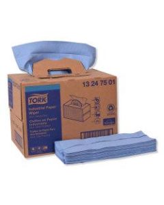 Tork Industrial 4-Ply Paper Wipers, 12-13/16in x 16-1/2in, Blue, Pack Of 180 Wipers