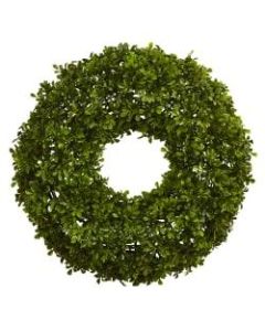 Nearly Natural Plastic Boxwood Wreath, 22in, Kelly Green