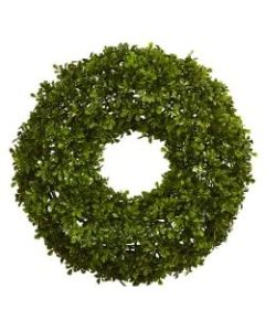 Nearly Natural Plastic Boxwood Wreath, 22in, Kelly Green