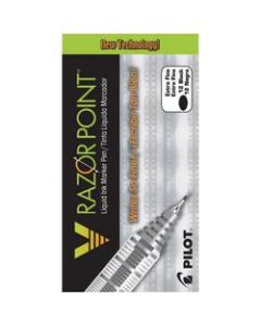 Pilot Liquid Ink Razor Point Pens, Extra-Fine Point, 0.3 mm, Graphite Barrel, Black Ink, Pack Of 12 Pens