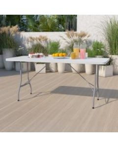 Flash Furniture Plastic Folding Table, 29inH x 30inW x 72inD, Granite White