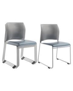 National Public Seating The Cafetorium Stackable Chairs, Blue Gray/Gray/Chrome, Set Of 4