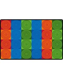 Flagship Carpets Bulls-Eye Block, Rectangle, 7ft 6in x 12ft, Multicolor