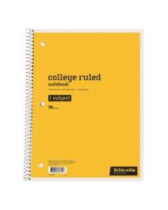 Just Basics Spiral Notebook, 8in x 10-1/2in, 1 Subject, College Ruled, 70 Sheets, Yellow