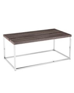 Southern Enterprises Glynn Cocktail Table, Rectangular, Chrome/Gray