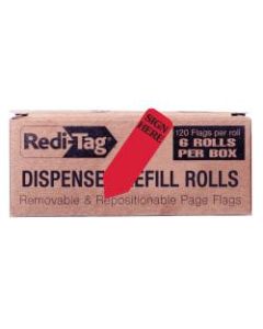 Redi-Tag Sign Here Reversible Red Refill Rolls - 720 - 1.87in x 0.56in - Arrow - "SIGN HERE" - Red - Removable - 720 / Box