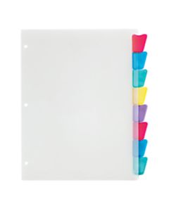 Office Depot Brand Plastic Dividers With Insertable Rounded Tabs, Assorted Colors, 8-Tab