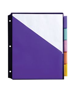 Office Depot Brand Double Pocket Insertable Plastic Divider, 5-Tab, 9in x 11in, Assorted Colors