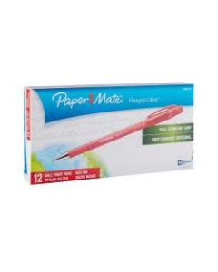 Paper Mate FlexGrip Ultra Ballpoint Pens, Medium Point, 1.0 mm, Red Barrel, Red Ink, Pack Of 12