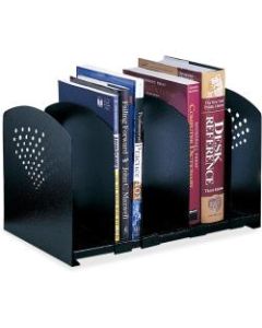 Safco 5 Section Adjustable Book Rack - 5 Divider(s) - 9.3in Height x 15.5in Width x 9in Depth - Desktop - Black - Steel - 1Each