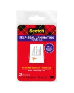 3M Self-Laminating Pouches, For Business Cards, 2-7/16in x 3-7/8in, Box Of 25 Pouches