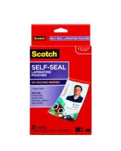 3M Scotch Self-Laminating Pouches, For Clip Style ID Badges, 4 1/16in x 2 5/16in, Box Of 25