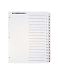 Office Depot Brand Table Of Contents Customizable Index With Preprinted Tabs, White, Numbered 1-31
