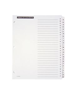 Office Depot Brand Table Of Contents Customizable Index With Preprinted Tabs, White, A-Z
