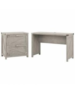 Kathy Ireland Home by Bush Furniture Cottage Grove 48inW Farmhouse Writing Desk with 2 Drawer Lateral File Cabinet, Cottage White, Standard Delivery