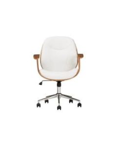Baxton Studio Vincent Mid-Back Office Chair, White/Walnut