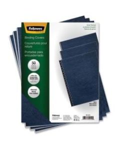 Fellowes ExpressionsGrain Presentation Covers - Letter, Navy, 50 pack - 11in Height x 8.5in Width x 0.1in Depth - For Letter 8 1/2in x 11in Sheet - Rectangular - Navy - Leather - 50 / Pack