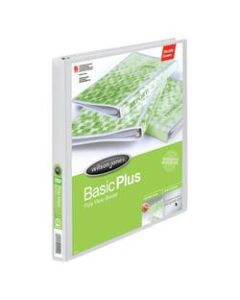 Wilson Jones CleanView Poly 3-Ring Binder, 3/8in Round Rings, White