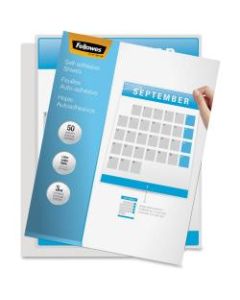 Fellowes Self-Adhesive Laminating Sheets, 9.25in x 12in, 3 mil Thick, Clear, Pack Of 50