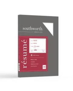 Southworth 100% Cotton Resume Paper, 8 1/2in x 11in, 32 Lb, 100% Recycled, White, Pack Of 100