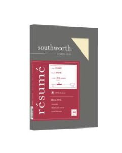 Southworth 100% Cotton Resume Paper, 8 1/2in x 11in, 32 Lb, 100% Recycled, Ivory, Pack Of 100