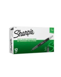 Sharpie Soft-Grip Pens, 0.8mm, Fine Point, Black and Chrome Barrel, Black ink, Pack of 12