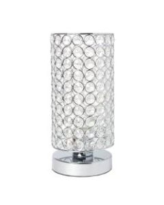 Elegant Designs Elipse Crystal Bedside Uplight Table Lamp, 10-3/4inH, Crystal Shade/Chrome Base