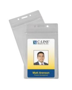 C-Line Zippered Badge Holders, 3 7/8in x 2 5/8in, Clear, Vertical, Pack Of 50