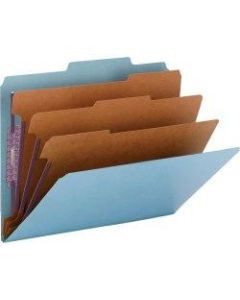 Smead Classification Folders, Top-Tab With SafeSHIELD Coated Fasteners, 3 Dividers, 3in Expansion, Letter Size, 50% Recycled, Blue, Box Of 10