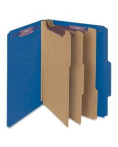 Smead Classification Folders, Top-Tab With SafeSHIELD Coated Fasteners, 3 Dividers, 3in Expansion, Letter Size, 50% Recycled, Dark Blue, Box Of 10