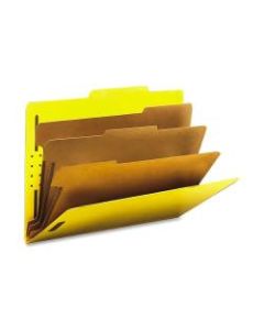 Smead Classification Folders, Top-Tab With SafeSHIELD Coated Fasteners, 3 Dividers, 3in Expansion, Letter Size, 50% Recycled, Yellow, Box Of 10