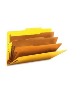 Smead Classification Folders, Top-Tab With SafeSHIELD Coated Fasteners, 3 Dividers, 3in Expansion, Legal Size, 50% Recycled, Yellow, Box Of 10