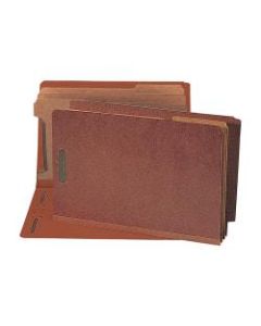 Smead End-Tab Classification Folders, 8 1/2in x 14in, 3 Divider, 3 Partition, 60% Recycled, Red, Pack Of 10