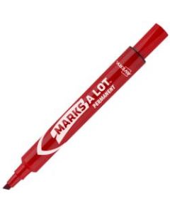 Avery Marks-A-Lot Permanent Markers, Chisel Tip, Red, Pack Of 12