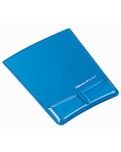 Fellowes Mouse Pad and Health-V Gel Palm Support, Microban Protection, 0.88in H x 8.25inW  x 9.88in D, Blue