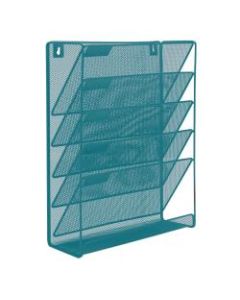 Mind Reader Wall File Rack Organizer, 16inH x 12-3/4inW x 4-1/4inD, Turquoise